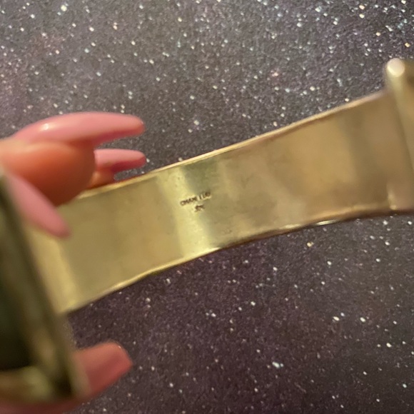 Sterling silver and leather cuff bracelet - Picture 3 of 4